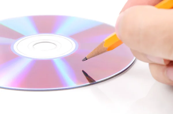 Farbują ołówek i dvd — Zdjęcie stockowe