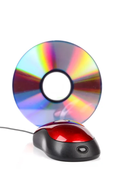 Computer mouse and DVD — Stock Photo, Image