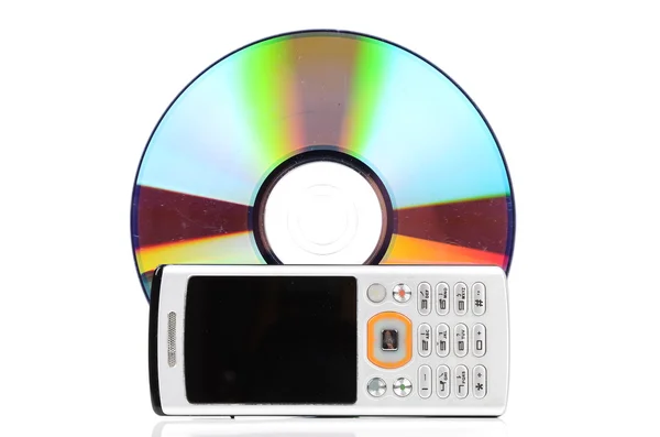 Mobiele telefoon en dvd — Stockfoto