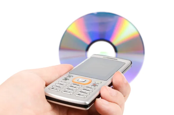 Mobile phone and DVD — Stock Photo, Image