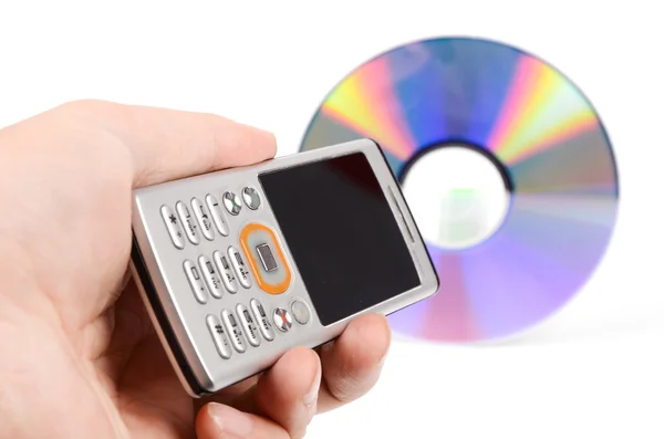 Mobiltelefon och dvd — Stockfoto