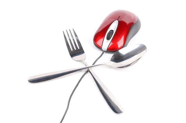 Mouse and tableware — Stock Photo, Image