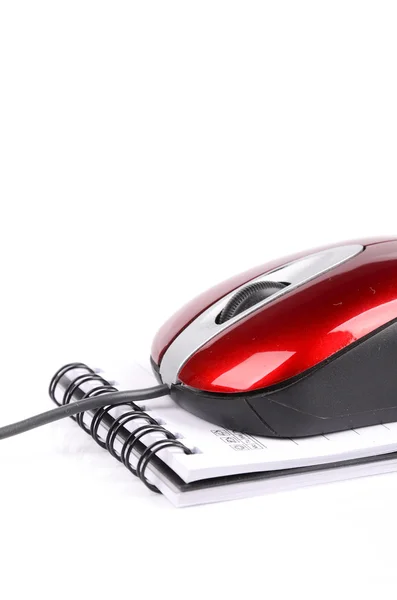 Computer mouse and notepad — Stock Photo, Image