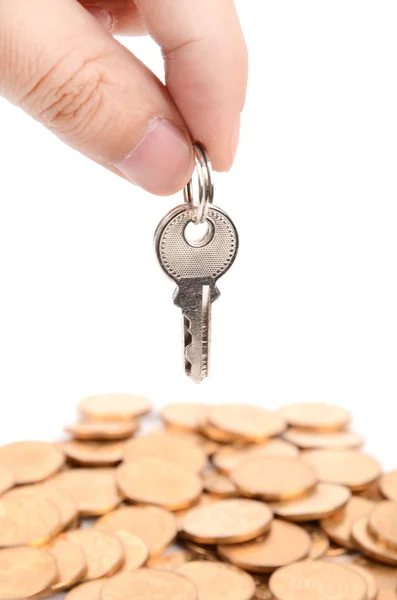 Coin and key — Stock Photo, Image