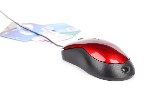 Mouse e carta di credito — Foto Stock