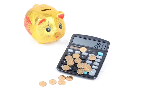 Piggy bank and calculator — Stock Photo, Image