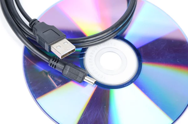 USB cable and DVD — Stock Photo, Image