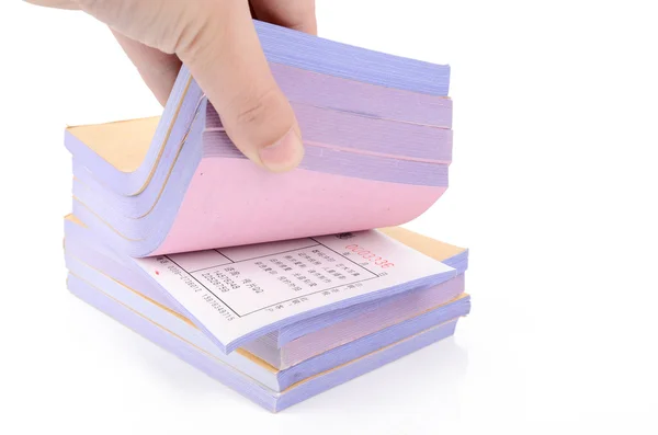 Notebook and finger — Stock Photo, Image