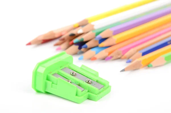 Kalem ve kalemtıraş — Stok fotoğraf