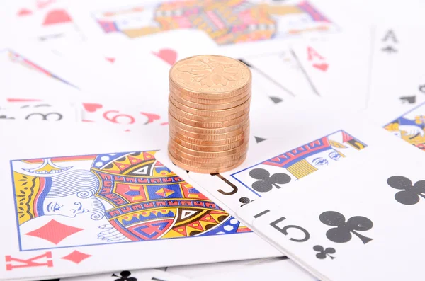 Poker e monete — Foto Stock