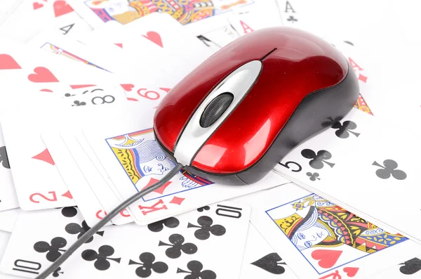 Poker and computer mouse — Stock Photo, Image