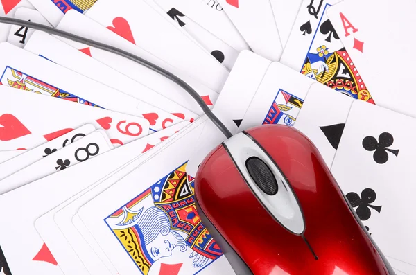 Poker and computer mouse — Stock Photo, Image