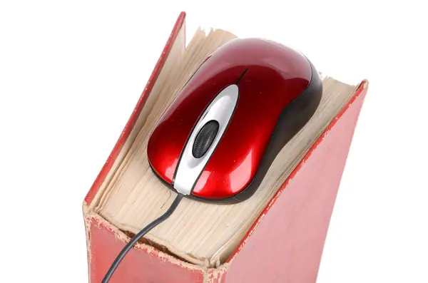 Computer mouse and dictionary — Stock Photo, Image