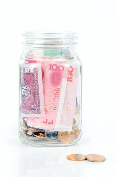 Chinese currency in bottle — Stock Photo, Image