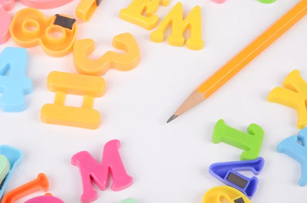 Pencil and letters — Stock Photo, Image