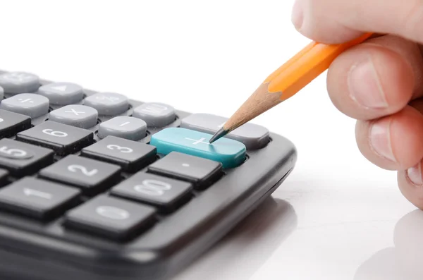 Calculator and color pencil — Stock Photo, Image