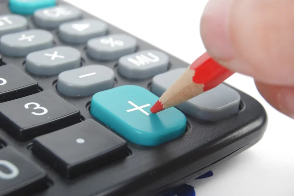 Calculadora y lápiz — Foto de Stock