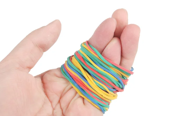 Rubber band and hand — Stock Photo, Image