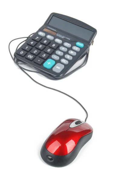 Computer mouse and calculator — Stock Photo, Image