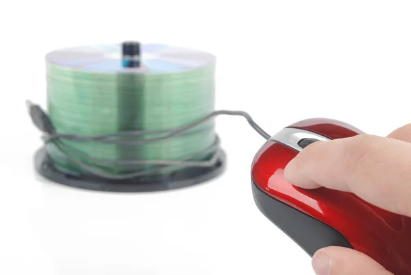 Computer mouse and DVD — Stock Photo, Image