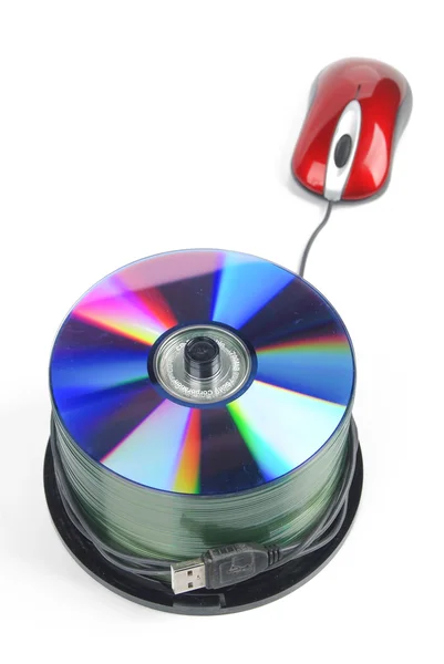 Computer mouse and DVD — Stock Photo, Image