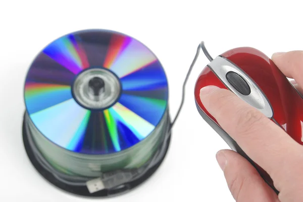 Computer mouse and DVD — Stock Photo, Image