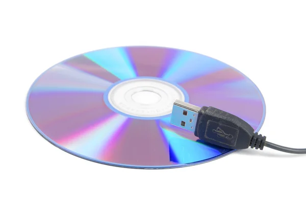 USB-kabel och dvd — Stockfoto