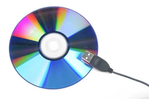 USB-кабель і DVD — стокове фото