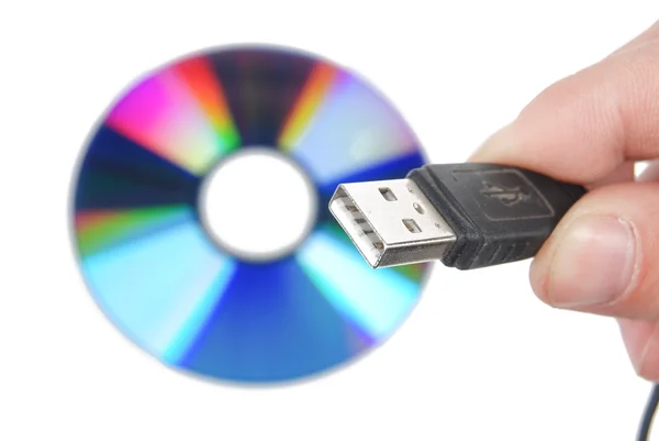 USB-кабель і DVD — стокове фото