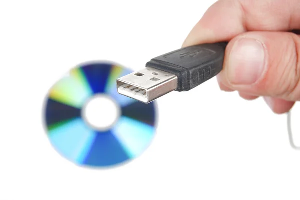 USB cable and DVD — Stock Photo, Image
