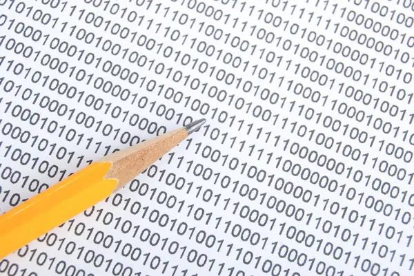 Pencil and binary code — Stock Photo, Image