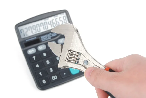 Klucz i kalkulator — Zdjęcie stockowe