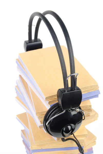 Documents and headphone — Stock Photo, Image