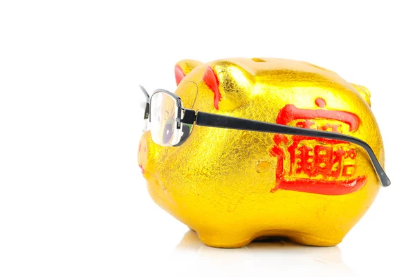 Piggy bank és szemüveg — Stock Fotó