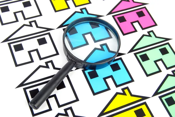 Magnifier and house — Stock Photo, Image