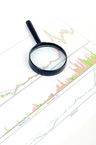 Magnifier and stock report — Stock Fotó
