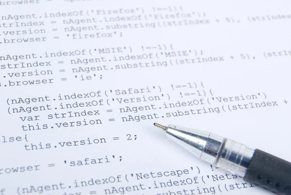 HTML-pagina en pen — Stockfoto