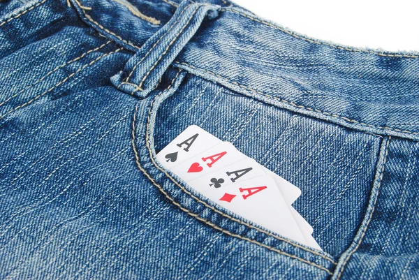 Poker and jeans — Stock Photo, Image
