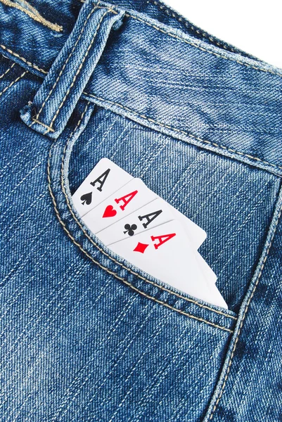 Poker and jeans — Stock Photo, Image