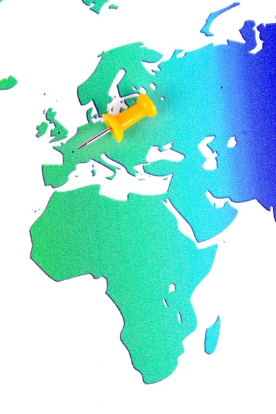 Spingere pin e mappa del mondo — Foto Stock