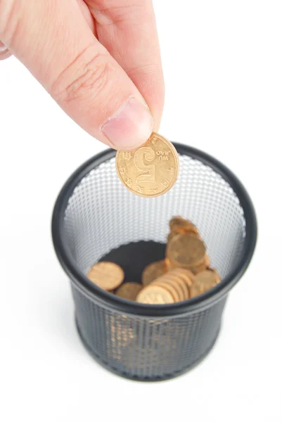 Coin and pot — Stock Photo, Image