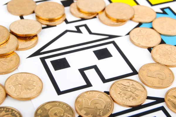 Coin and house — Stock Photo, Image