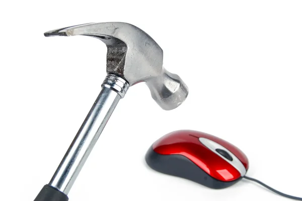 Hammer and computer mouse — Stock Photo, Image