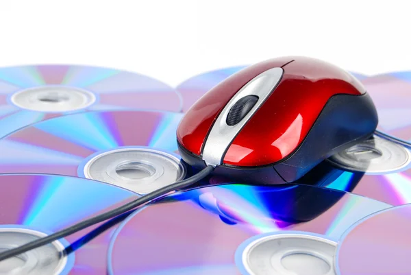 Computer mouse e DVD — Foto Stock