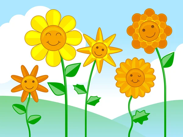 Flores felices Vector de stock