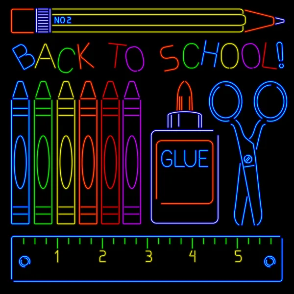 Néon Panneaux de retour à l'école — Image vectorielle