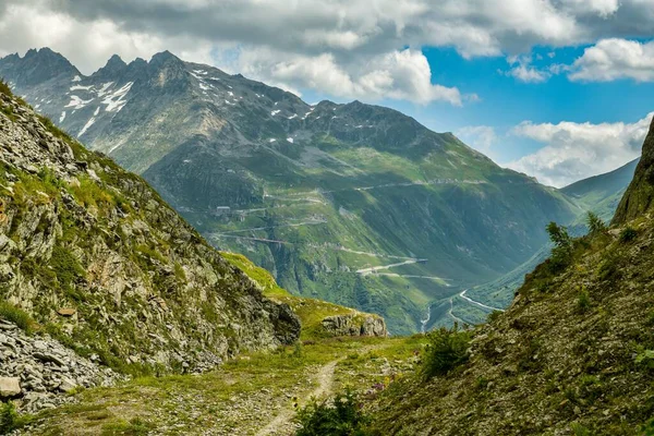 Visualizza Percorso Alpino Alta Montagna Furkpass Nelle Alpi Svizzere — Foto Stock