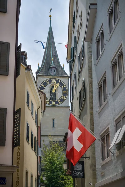 Zurich Switzerland July 2019 Tower Peter Church Zurich Switzerland July — ストック写真