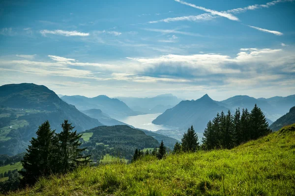 Schöne Aussicht Auf Den Vierwaldstättersee Und Die Schweizer Alpen Vom — Stockfoto