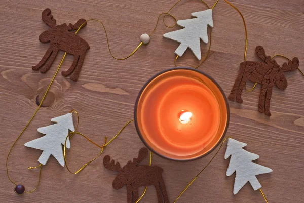 Candle in christmas decoration — Stock Photo, Image